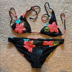 Floral Black Bikini Set